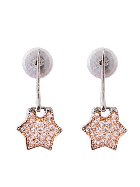 American Diamond Rhodium Plated Star Earrings with Hydro CZ Stone