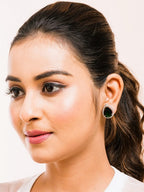 American Diamond Rhodium Plated Studs With Pear Shape CZ Stone