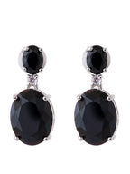 American Diamond Rhodium Plated Oval Shaped Earrings With Hydro CZ Stone