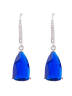 American Diamond Rhodium Plated Pear Shaped Earrings With Hydro CZ Stone