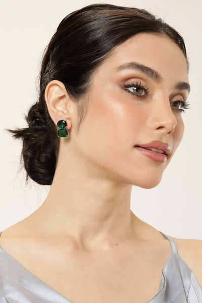 American Diamond Rhodium Plated Princess Cut Earrings With Hydro CZ Stone Earrings With Hydro CZ Stone