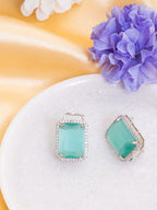 American Diamond Rhodium Plated Earrings Studs With Hydro CZ Stone – Romantic Blossom Edition