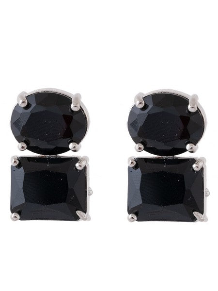 American Diamond Rhodium Plated Princess Cut Earrings With Hydro CZ Stone Earrings With Hydro CZ Stone