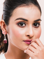 American Diamond Rhodium Plated Drop Earrings With Hydro CZ Stone