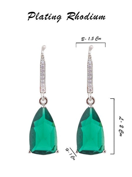 American Diamond Rhodium Plated Pear Shaped Earrings With Hydro CZ Stone
