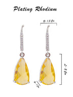 American Diamond Rhodium Plated Pear Shaped Earrings With Hydro CZ Stone