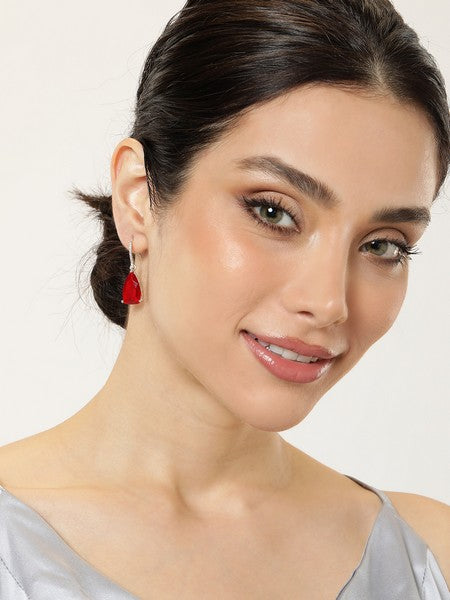 American Diamond Rhodium Plated Pear Shaped Earrings With Hydro CZ Stone