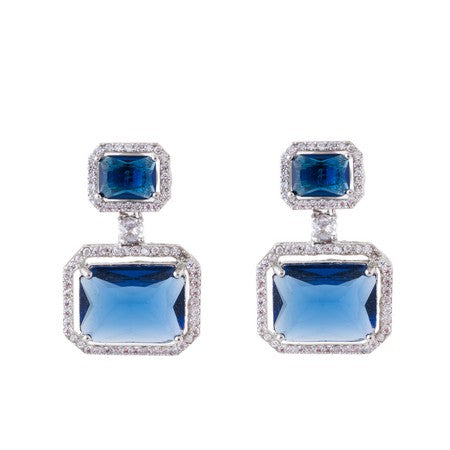 American Diamond Rhodium Plated Premium CZ Classic Stud Earrings – Signature Edition