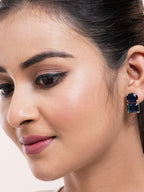American Diamond Rhodium Plated Princess Cut Earrings With Hydro CZ Stone Earrings With Hydro CZ Stone