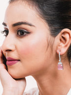 American Diamond Rhodium Plated Drop Earrings With Hydro CZ Stone