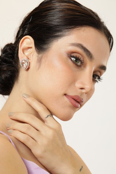 American Diamond Rhodium Plated Earrings Studs with Hydro CZ Stone – Oval Cut