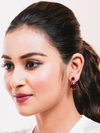 American Diamond Rhodium Plated Oval Shaped Earrings With Hydro CZ Stone