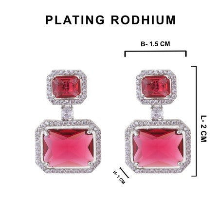 American Diamond Rhodium Plated Premium CZ Classic Stud Earrings – Signature Edition