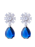 American Diamond Rhodium Plated Multi Stone Cluster Earrings With Hydro CZ Stone
