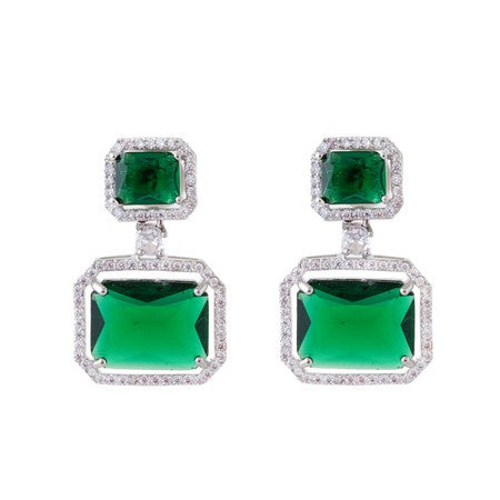 American Diamond Rhodium Plated Premium CZ Classic Stud Earrings – Signature Edition