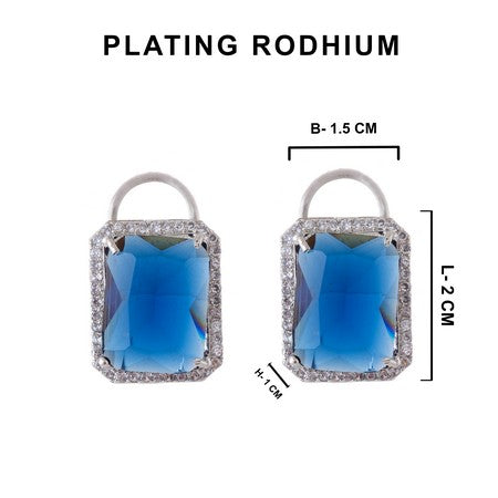 American Diamond Rhodium Plated Earrings Studs With Hydro CZ Stone – Romantic Blossom Edition