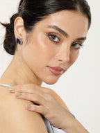 American Diamond Rhodium Plated Studs With Pear Shape CZ Stone