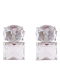American Diamond Rhodium Plated Princess Cut Earrings With Hydro CZ Stone Earrings With Hydro CZ Stone
