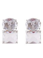 American Diamond Rhodium Plated Princess Cut Earrings With Hydro CZ Stone Earrings With Hydro CZ Stone