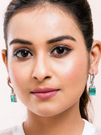 American Diamond Rhodium Plated Drop Earrings With Hydro CZ Stone