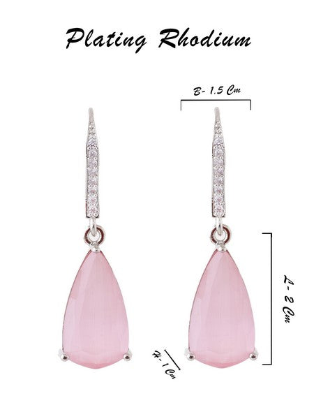American Diamond Rhodium Plated Pear Shaped Earrings With Hydro CZ Stone