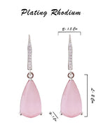American Diamond Rhodium Plated Pear Shaped Earrings With Hydro CZ Stone