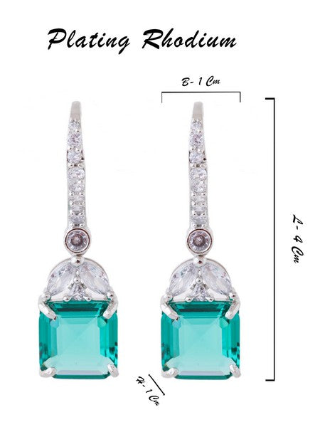 American Diamond Rhodium Plated Drop Earrings With Hydro CZ Stone
