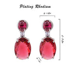 American Diamond Rhodium Plated Oval Shaped Earrings With Hydro CZ Stone