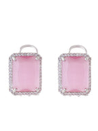 American Diamond Rhodium Plated Earrings Studs With Hydro CZ Stone – Romantic Blossom Edition