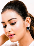 American Diamond Rhodium Plated Earrings Studs With Hydro CZ Stone – Romantic Blossom Edition