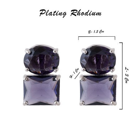 American Diamond Rhodium Plated Princess Cut Earrings With Hydro CZ Stone Earrings With Hydro CZ Stone