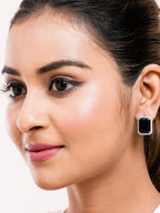 American Diamond Rhodium Plated Earrings Studs With Hydro CZ Stone – Romantic Blossom Edition
