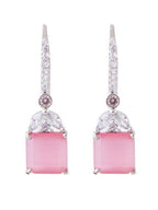 American Diamond Rhodium Plated Drop Earrings With Hydro CZ Stone