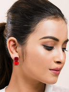 American Diamond Rhodium Plated Princess Cut Earrings With Hydro CZ Stone Earrings With Hydro CZ Stone