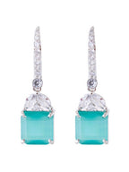 American Diamond Rhodium Plated Drop Earrings With Hydro CZ Stone