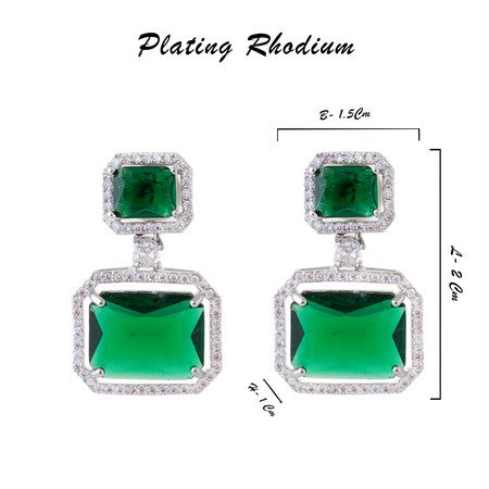 American Diamond Rhodium Plated Premium CZ Classic Stud Earrings – Signature Edition