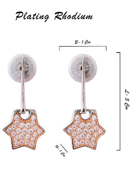 American Diamond Rhodium Plated Star Earrings with Hydro CZ Stone