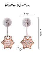 American Diamond Rhodium Plated Star Earrings with Hydro CZ Stone