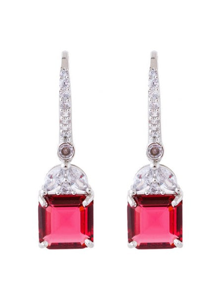 American Diamond Rhodium Plated Drop Earrings With Hydro CZ Stone