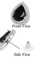 American Diamond Rhodium Plated Studs With Pear Shape CZ Stone