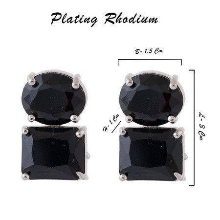 American Diamond Rhodium Plated Princess Cut Earrings With Hydro CZ Stone Earrings With Hydro CZ Stone