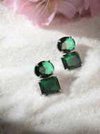 American Diamond Rhodium Plated Princess Cut Earrings With Hydro CZ Stone Earrings With Hydro CZ Stone