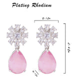 American Diamond Rhodium Plated Multi Stone Cluster Earrings With Hydro CZ Stone