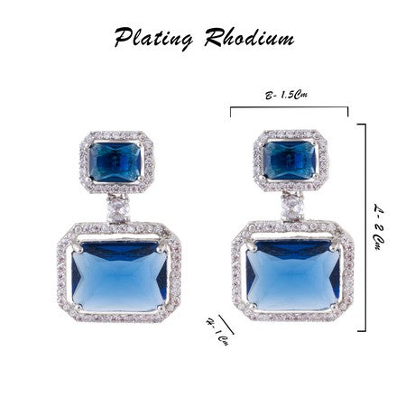 American Diamond Rhodium Plated Premium CZ Classic Stud Earrings – Signature Edition