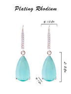 American Diamond Rhodium Plated Pear Shaped Earrings With Hydro CZ Stone