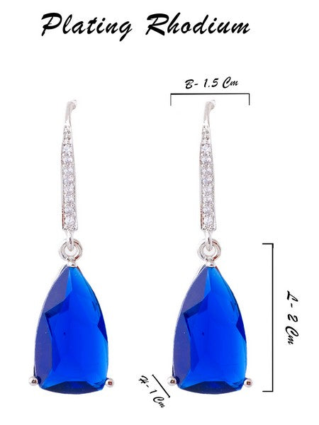 American Diamond Rhodium Plated Pear Shaped Earrings With Hydro CZ Stone