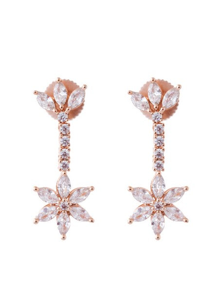 American Diamond Rhodium Plated Star Earrings with Hydro CZ Stone - Celestial Design