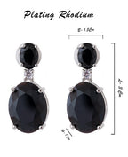 American Diamond Rhodium Plated Oval Shaped Earrings With Hydro CZ Stone