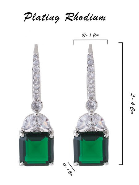 American Diamond Rhodium Plated Drop Earrings With Hydro CZ Stone