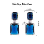 American Diamond Rhodium Plated Box Shape Earrings With Hydro CZ Stone